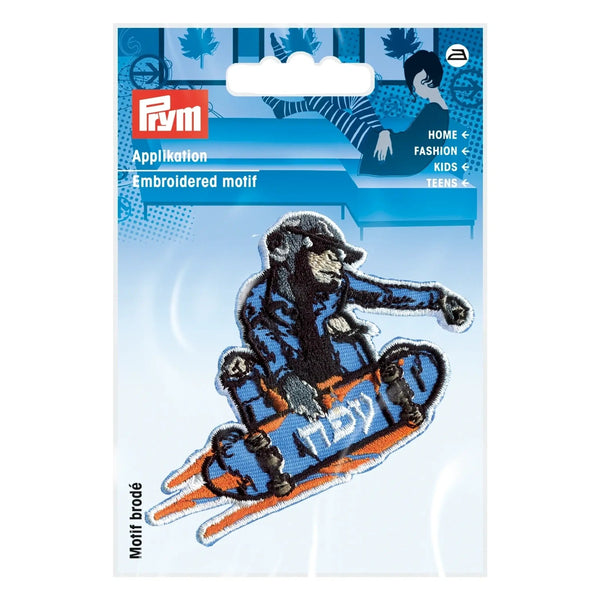 924320|Applikation Affe auf Skateboard blau/bunt, blau