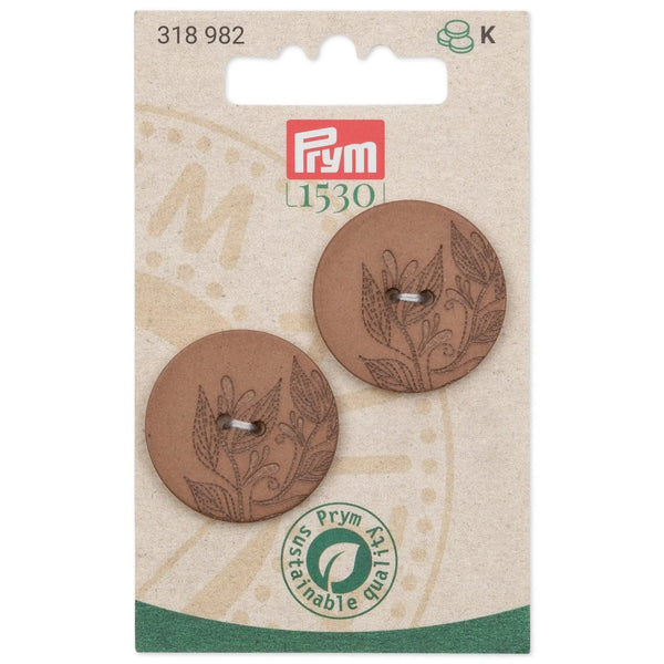 318982|Knöpfe 2-Loch Prym 1530, recycelter Hanf, 28mm, hellbraun, hellbraun