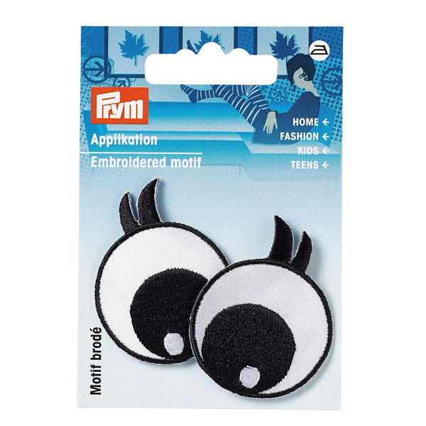 924273|Applikation Augen, schwarz/weiß mit Wimpern, mehrfarbig