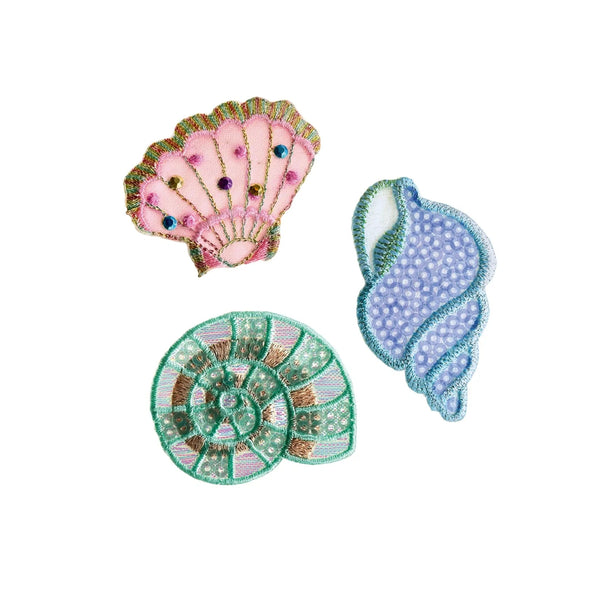 924298|Applikation selbstklebend/aufbügelbar Muscheln, blau rosa