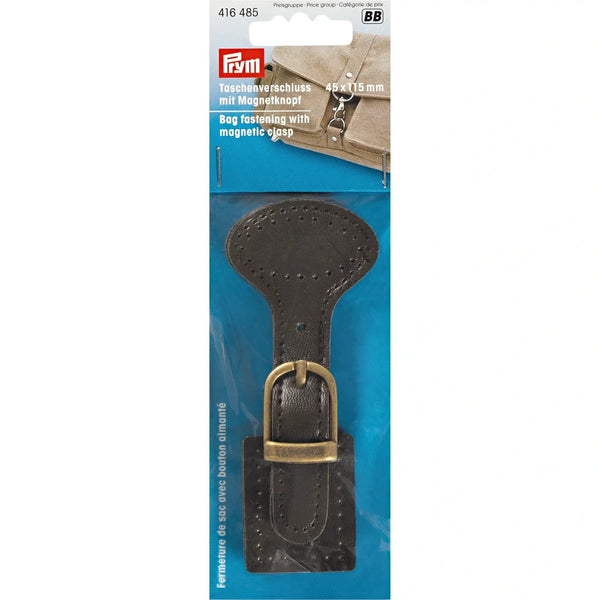 416485|Taschenverschluss mit Magnetknopf, altmessing