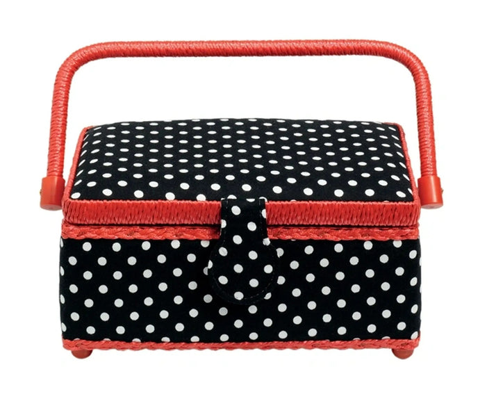 612244|Nähkorb Polka Dots schwarz/weiß S, schwarz