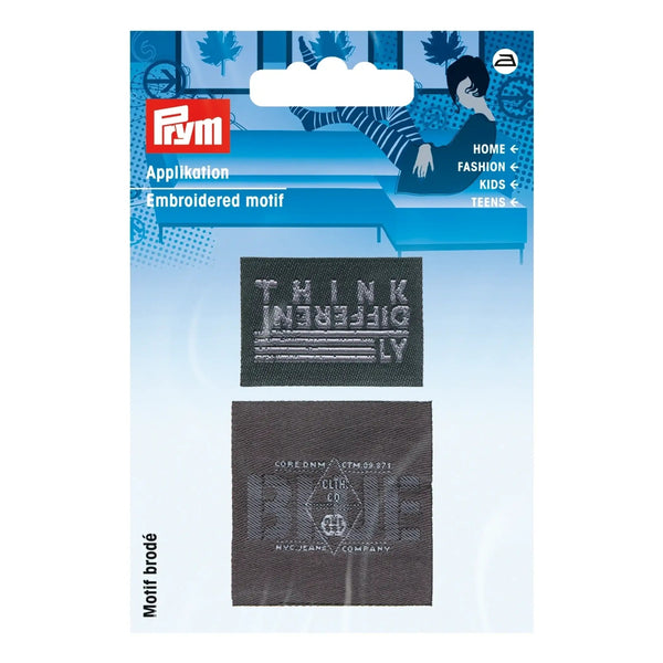 922006|Applikation Label THINK/BLUE, grau, grau