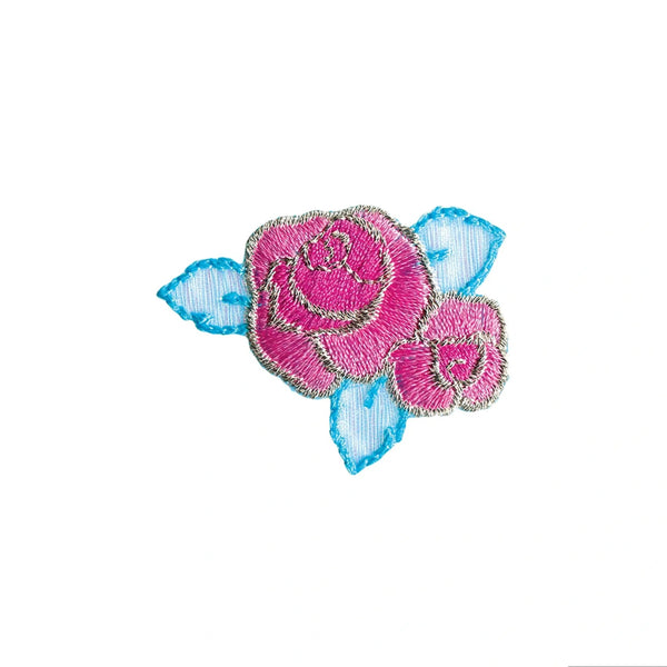 926689|Applikation Blume, pink/blau, pink blau