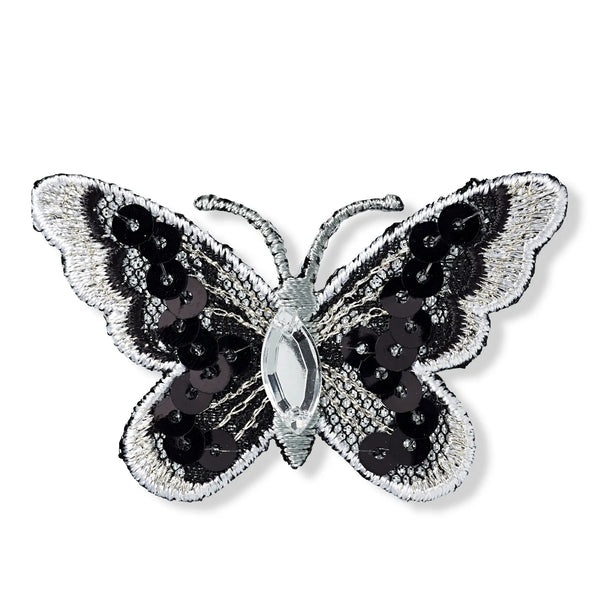 926369|Applikation Schmetterling, schwarz/weiß, mehrfarbig