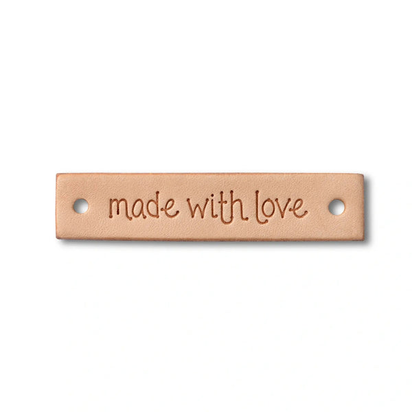 403797|Applikation Leder "made with love", natur