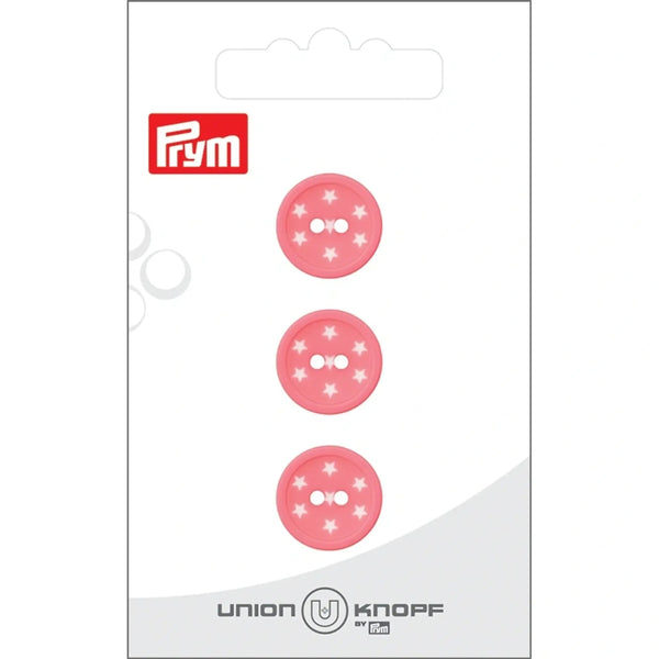 0452701 015 0052|Polyesterknopf 2-Loch, Stern, 15mm, pink, 0052 pink