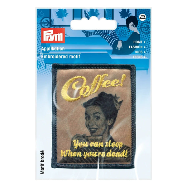 926080|Applikation Retro COFFEE nougat/gelb, nougat