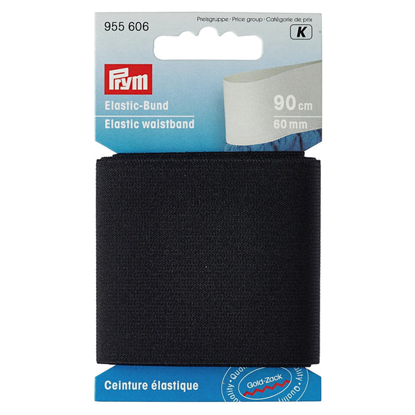 955606|Elastic-Bund, 60mm, schwarz, 90cm, schwarz