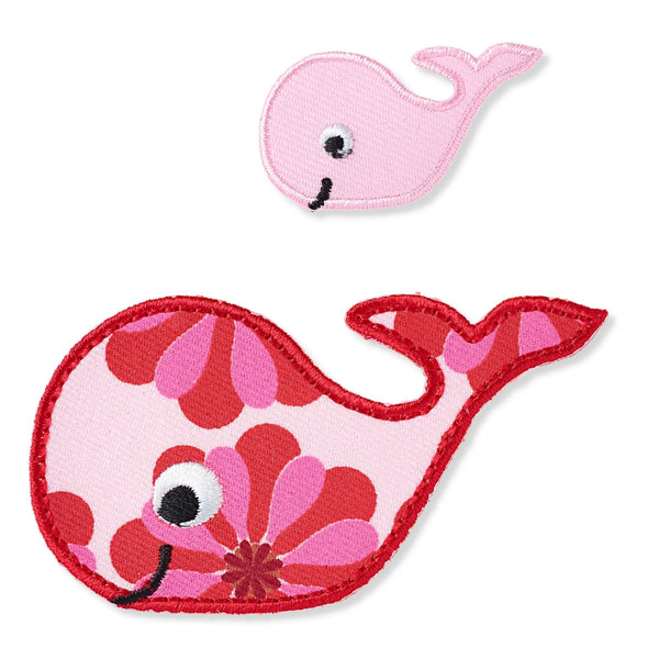 924205|Applikation Exklusiv Wal mit Baby, rot/rosa, mehrfarbig