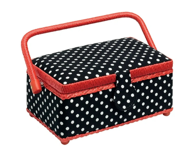 612244|Nähkorb Polka Dots schwarz/weiß S, schwarz