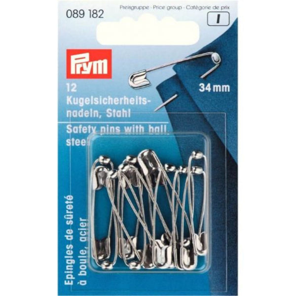 089182|Kugel-Sicherheitsnadeln, Nr.1, 34mm, silberfarbig, silberfarbig
