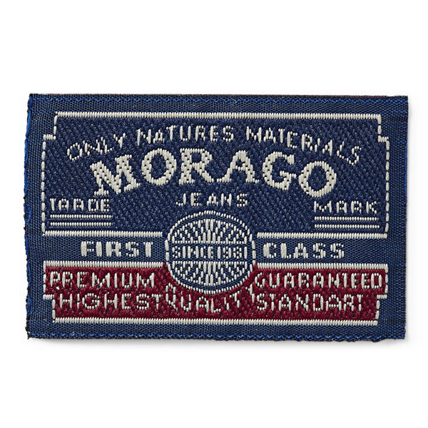 925973|Applikation Label, MORAGO, blau/grau, mehrfarbig