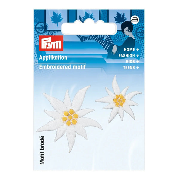 926717|Applikation Edelweiß klein/groß, weiß, weiß
