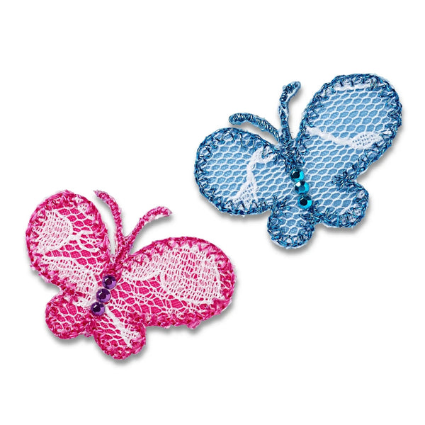 925267|Applikation Schmetterlinge, pink/blau, mehrfarbig