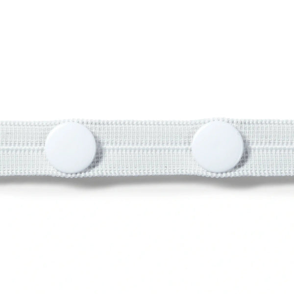 917510|Knopfloch-Elastic, mit 3 Knöpfen, 12mm, weiß, 3m, weiß