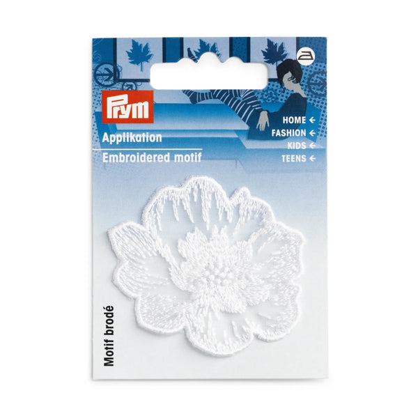 926705|Applikation Blume klein, festlich, Stickerei weiß, weiß
