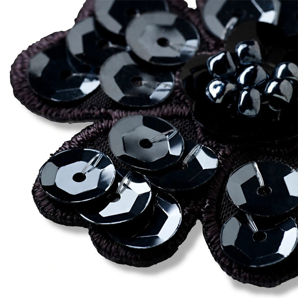 926182|Applikation Paillettenblume schwarz, mehrfarbig