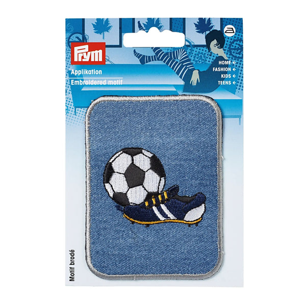 925345|Applikation Patch, rechteckig, Fußball, mehrfarbig