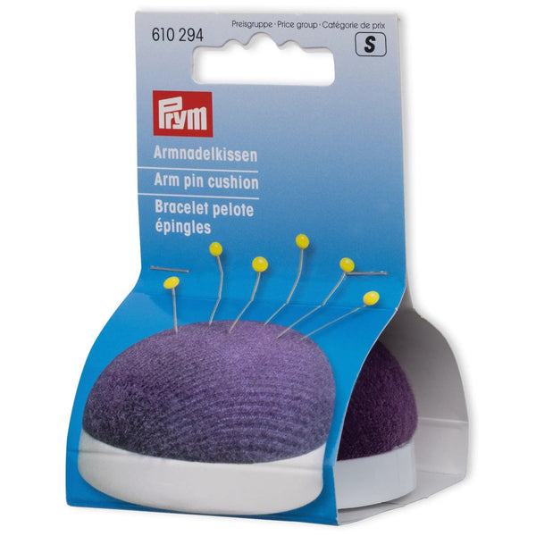 610294|Armnadelkissen mit Spange, pflaumenblau/weiß, violett