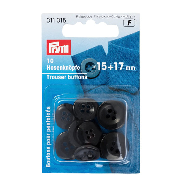 311315|Hosenknöpfe, 15 und 17mm, schwarz, schwarz
