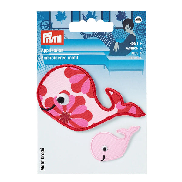 924205|Applikation Exklusiv Wal mit Baby, rot/rosa, mehrfarbig