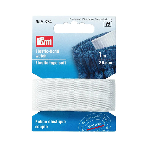 955374|Elastic-Band, weich, 25mm, weiß, 1m, weiß