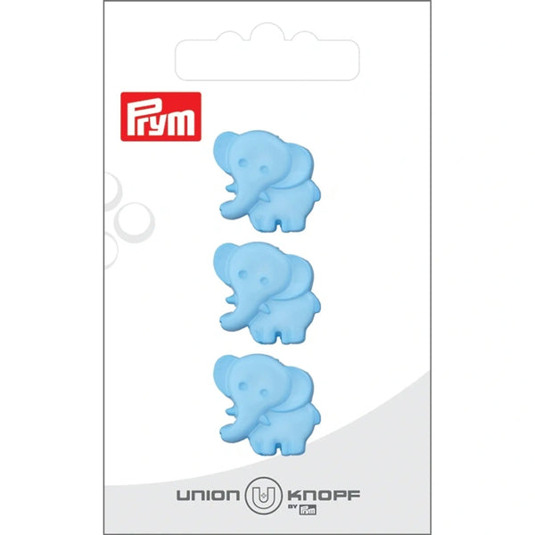 0028100 019 0064|Polyesterknopf Öse, Elefant, 19mm, hellblau, 0064 hellblau